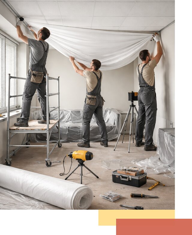 Монтаж натяжного потолка в офисе в Гулькевичах