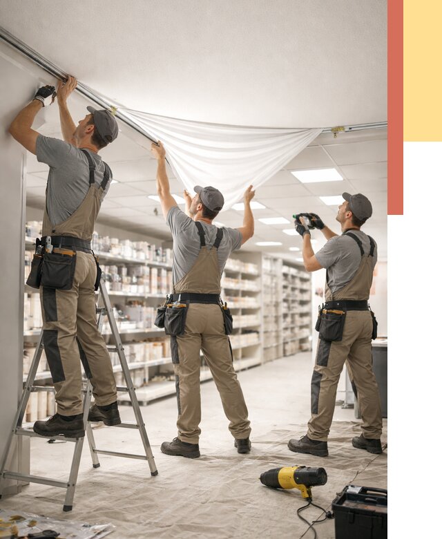 Монтаж натяжного потолка в магазине в Гулькевичах от 4668 руб. быстро и недорого | ОТДЕЛОЧНИК-Гль