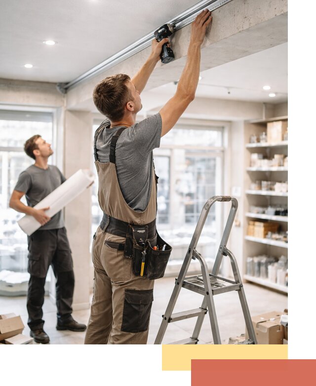 Монтаж натяжных потолков в магазине в Гулькевичах