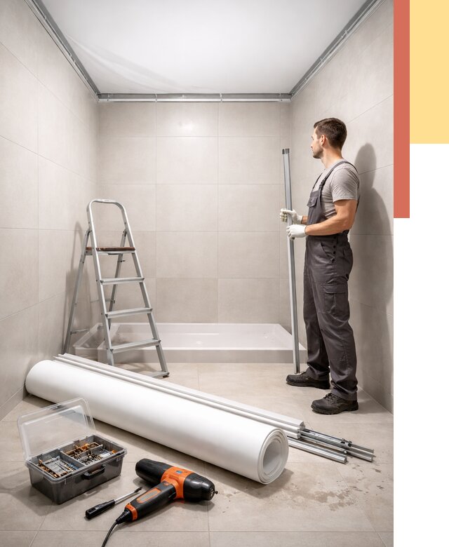 Монтаж натяжного потолка в санузле в Гулькевичах от 1919 руб. — ОТДЕЛОЧНИК-Гль