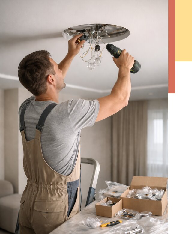 Установка люстры в натяжной потолок в Гулькевичах от 1245 руб. | Быстро и недорого — ОТДЕЛОЧНИК-Гль