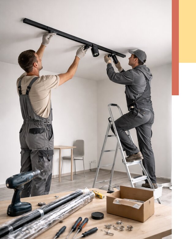 Установка трековых светильников в натяжной потолок в Гулькевичах от 4357 руб. | ОТДЕЛОЧНИК-Гль