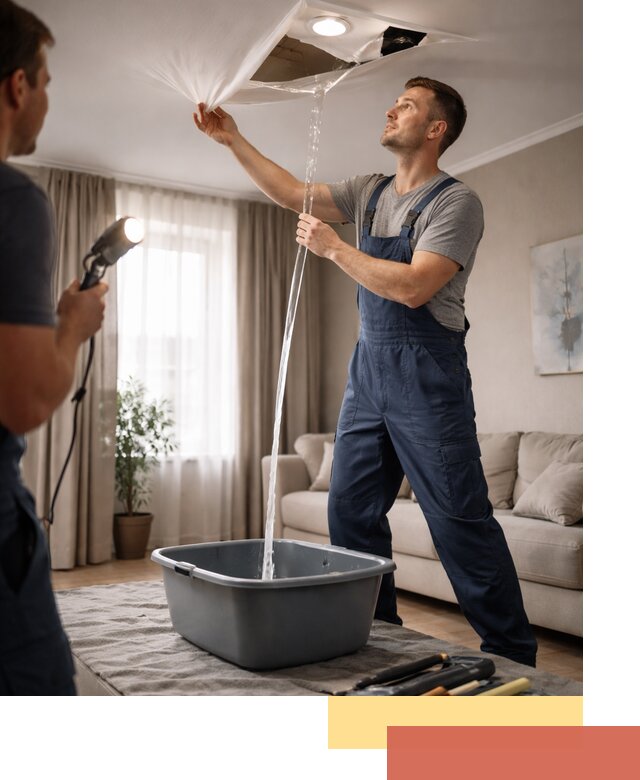 Слив воды с натяжного потолка в Гулькевичах быстро и аккуратно