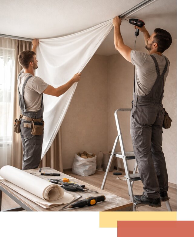 Замена полотна натяжного потолка в Гулькевичах быстро и качественно