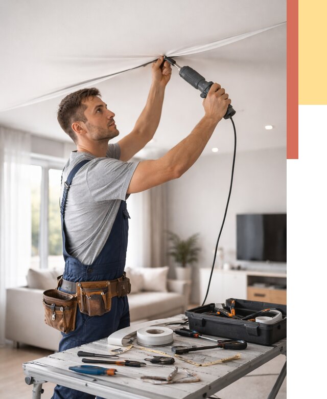 Ремонт натяжных потолков в Гулькевичах от 9855 руб. под ключ — ОТДЕЛОЧНИК-Гль