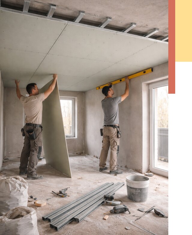 Одноуровневый потолок из гипсокартона в Гулькевичах от 778 руб. — монтаж под ключ | ОТДЕЛОЧНИК-Гль