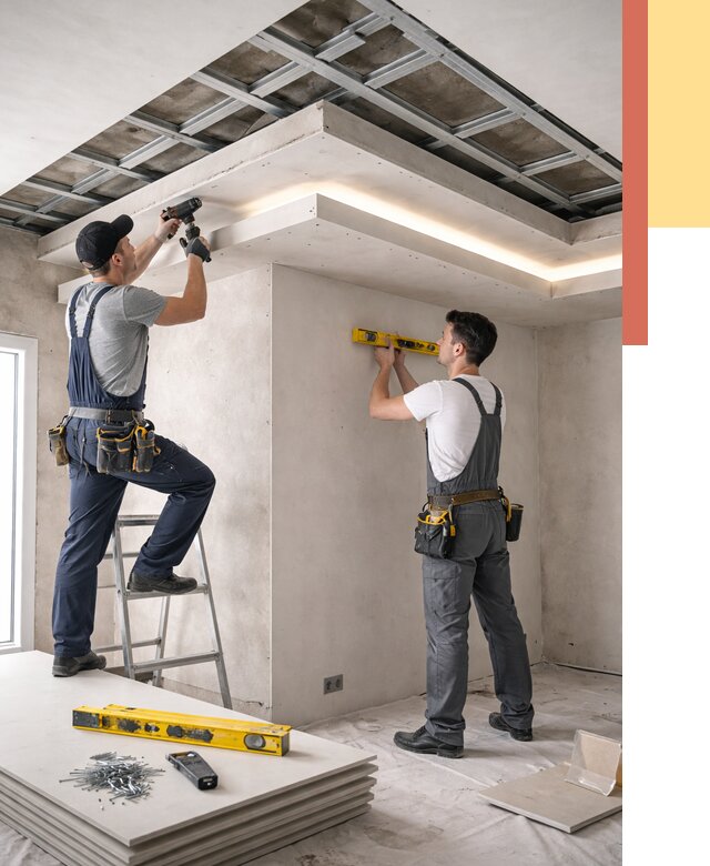 Двухуровневый потолок из гипсокартона в Гулькевичах от 1504 руб. под ключ | ОТДЕЛОЧНИК-Гль