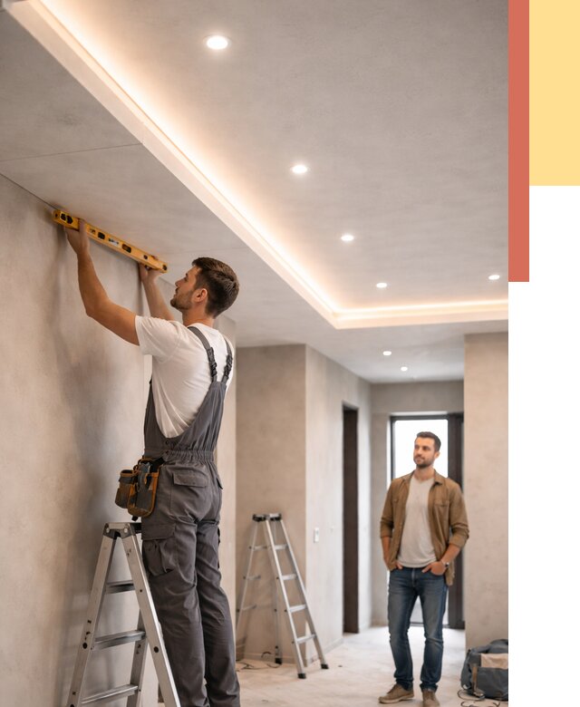 Потолок из гипсокартона с подсветкой в Гулькевичах от 778 руб./м2 под ключ | ОТДЕЛОЧНИК-Гль