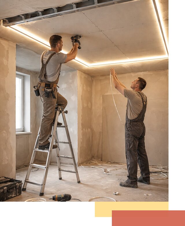 Потолок из гипсокартона с подсветкой в Гулькевичах