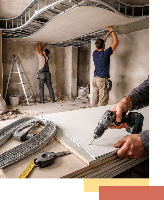 Криволинейный потолок из гипсокартона в Гулькевичах — монтаж и отделка