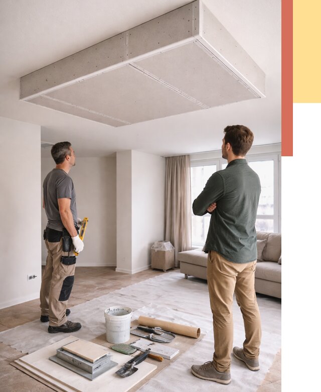 Короб на потолке из гипсокартона в Гулькевичах от 2282 руб. — монтаж и услуги под ключ | ОТДЕЛОЧНИК-Гль