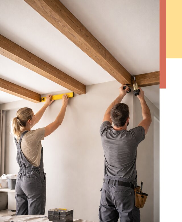 Монтаж декоративных балок на потолок в Гулькевичах от 4357 руб. — ОТДЕЛОЧНИК-Гль